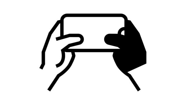 accelerometer playing video game app on smartphone animated line icon. accelerometer playing video game app on smartphone sign. isolated on white background