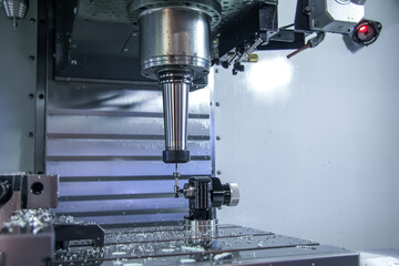 Probe for reference to the coordinate system on the workpiece on a milling machine. Metalworking, heavy industry © Александра Замулина