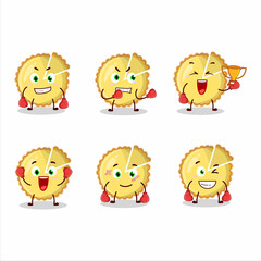 A sporty lemon tart boxing athlete cartoon mascot design