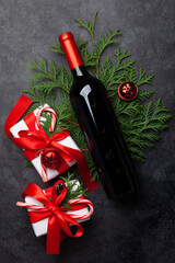 Christmas gift and wine