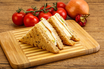 Club sandwich with chicken and cheese