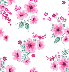 Pattern of small bouquets of flowers