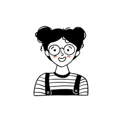 Children portrait, girl user icon, flat design.