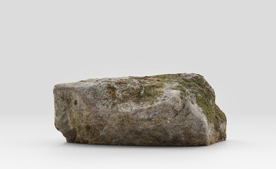 Isolated realistic rock  in white background, 3d Rendering