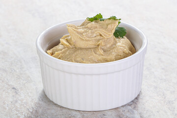 Traditional Jewish Hummus with olive oil