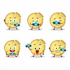 Photographer profession emoticon with lemon tart cartoon character