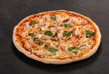 Italian traditional Pizza with seafood