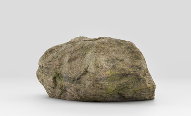 Isolated realistic rock  in white background, 3d Rendering