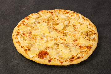 Pizza with chicken and pineapple