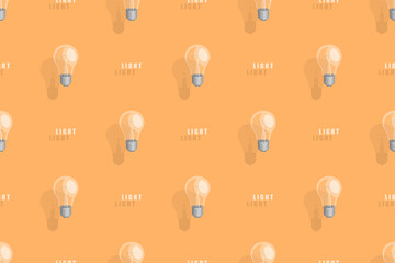 Light bulbs seamless pattern. Background on the theme of light bulbs and lighting.