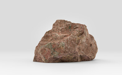 Isolated realistic rock  in white background, 3d Rendering