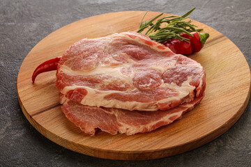 Raw pork meat neck steak