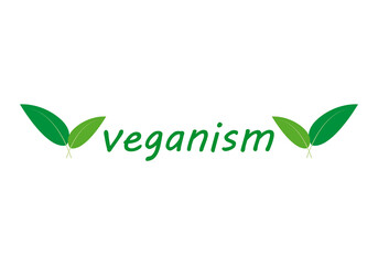 Icono de vegano con hojas verdes en fondo blanco.