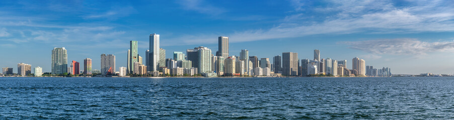 Fototapeta na wymiar Panoramic view of Miami Downtown skyline at sunny morning, Miami, Florida.