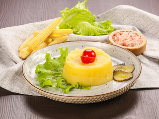 Mashed potato puree served salad