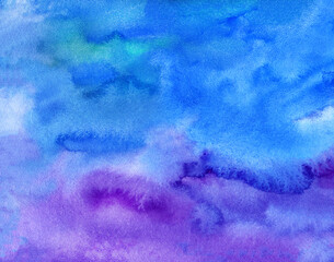 Watercolor abstract  background, hand-painted texture, Watercolor blue, purple and pink stains. Design for backgrounds, wallpapers, covers and packaging.