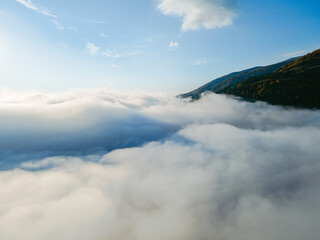 aerial view above the clouds