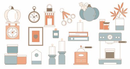 Interior of kitchen in rustic style with vintage kitchen ware