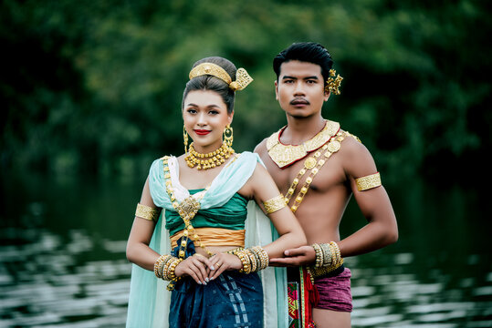Naga and queen goddess in legendary literary Thailand serpents