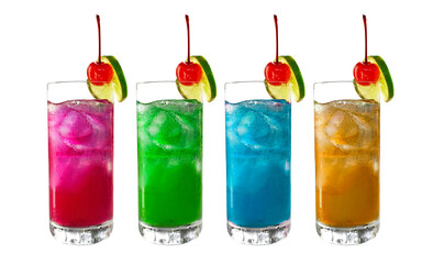 group of cocktail from juice on white background