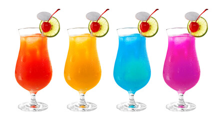 group of cocktail from juice on white background