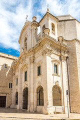 Fototapeta na wymiar View at the Church of Santa Teresa in the streets of Trani in Italy