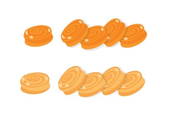 Caramel. Toffee. Lollipops. Isolated vector colorful element on a white background. 