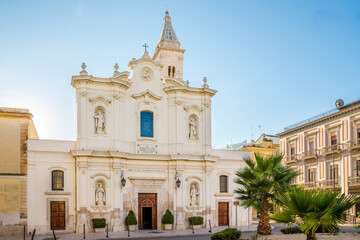 Fototapeta na wymiar Madonna sel Carmine church in the streets of Cerignola in Italy