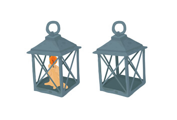 Flashlight. Autumn decorative design, Halloween, Thanksgiving day. Isolated vector colorful element on a white background. 