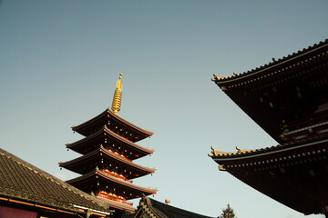東京　浅草寺　宝蔵門と五重塔