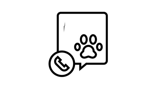 calling pet funeral service animated line icon. calling pet funeral service sign. isolated on white background
