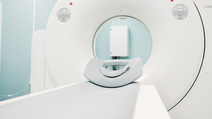 Bright room with modern MRI machine