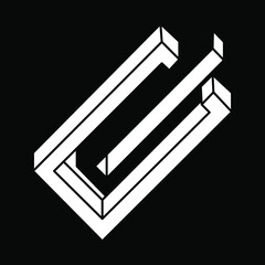 Impossible shapes. Sacred geometry. Optical illusion figure. Escher paradox. Abstract eternal geometric objects. Optical art. Line art.