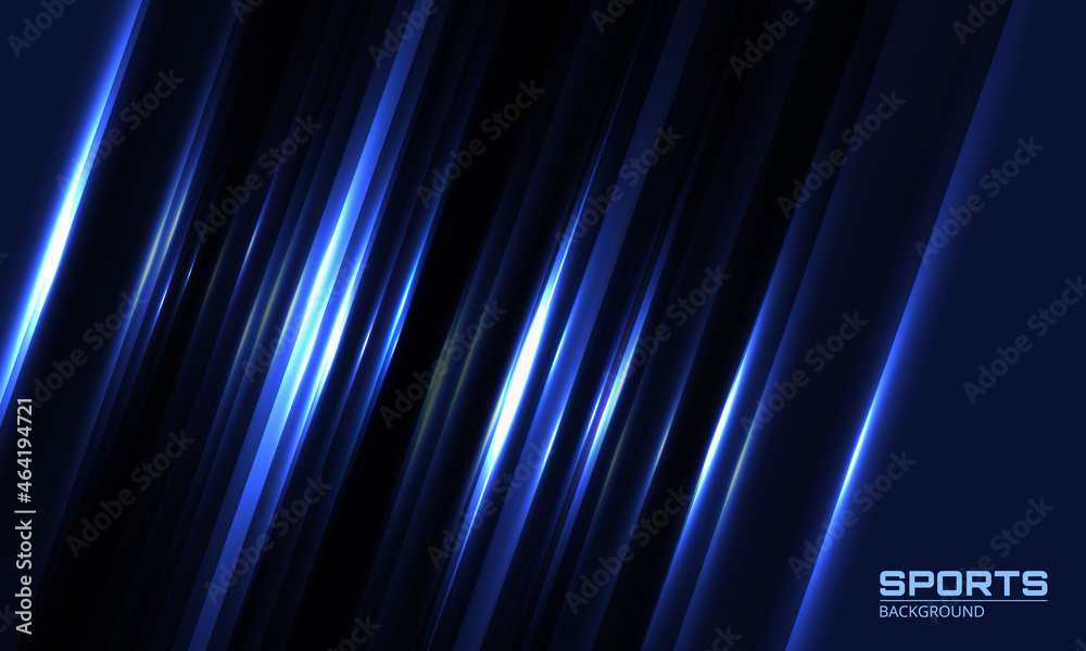 Poster blue modern abstract sports background with geometric neon lines. dynamic colourful layout or cover 