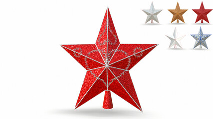 Christmas star on the Christmas tree on a white background 3d-rendering