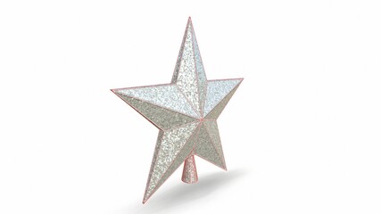 Christmas star on the Christmas tree on a white background 3d-rendering