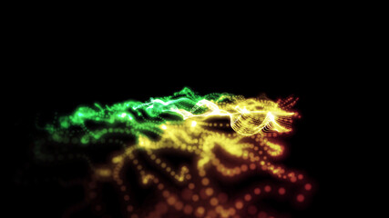 particle movement. abstract design with a wave of multicolored particles