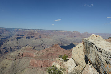 Scenic view of the south rim of the Grand Canyon on a sunny day