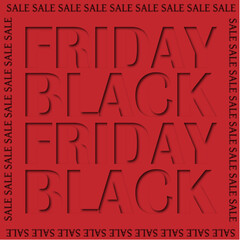Vector Black friday sale poster on red background 