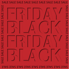 Vector Black friday sale poster on red background 