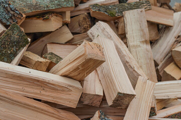 Fototapeta na wymiar Chopped oak wood firewood