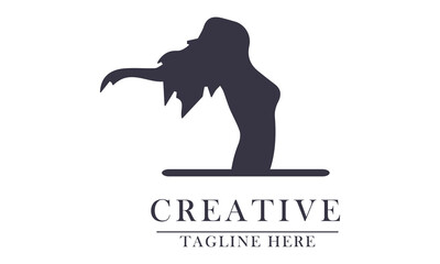 half body woman with long hair