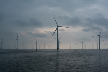 wind turbine at sunset