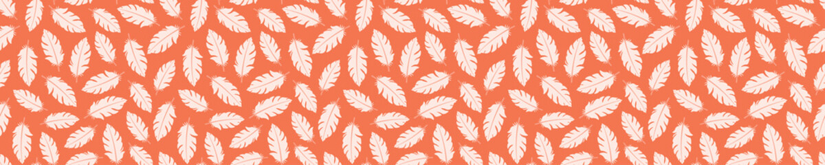 Fototapeta na wymiar Pink seamless pattern with flamingo feathers