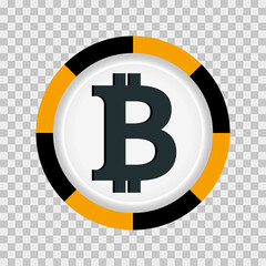 Bitcoin icon. Cryptocurrency. Bitcoin icon on transparent background. Vector illustration