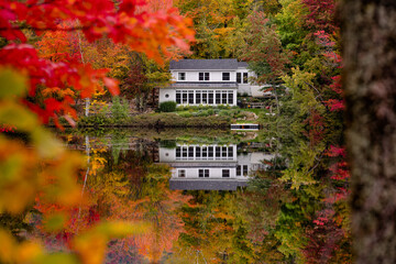 Obraz premium House in autumn forest
