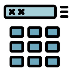 Calculator icon. Outline calculator vector icon color flat isolated