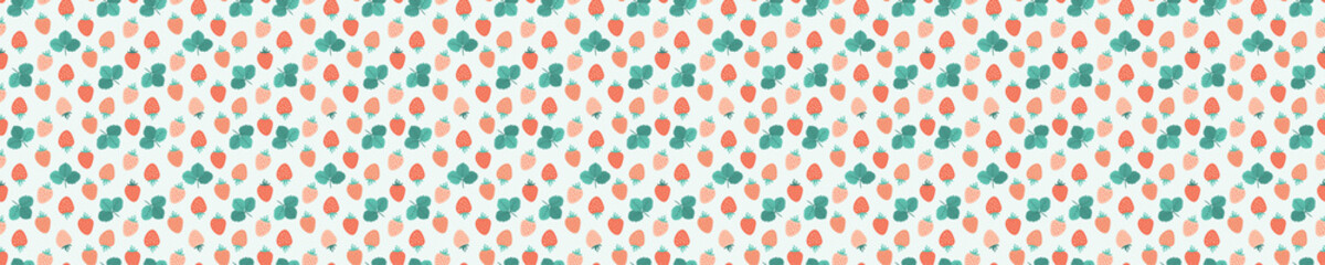 Seamless pattern with strawberries and leaves