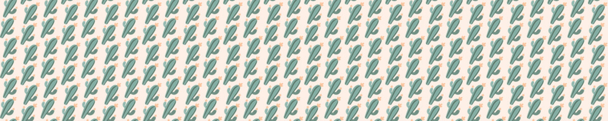 Pink seamless pattern with blooming cacti