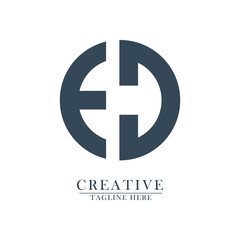 Premium Vector e d Logo in blue color alphabet